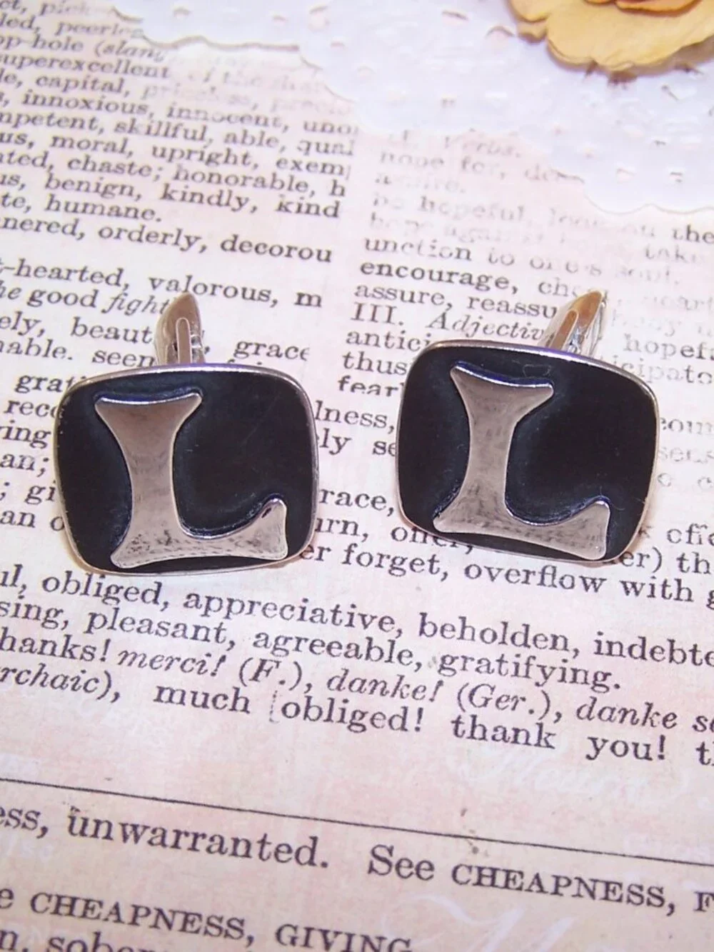 JOSE LUIS FLORES JLF Taxco Mexico Eagle 3 Sterling Silver Cufflinks - Initial L
